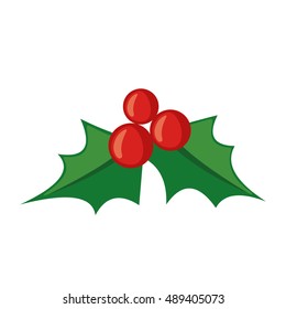 Christmas mistletoe icon in flat style isolated on white background. Vector illustration.