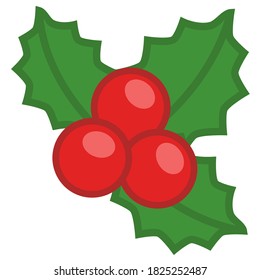 Christmas mistletoe, isolated on white. Vector illustration.