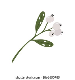 Christmas mistletoe or kisses branch. Xmas home decoration. Element New Year decor and comfort. Isolated vector object on a white background in doodle style