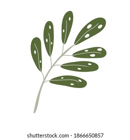 Christmas mistletoe or kisses branch. Xmas home decoration. Element New Year decor and comfort. Isolated vector object on a white background in doodle style