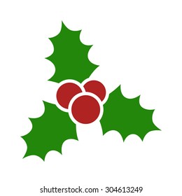 Christmas mistletoe with leaves and berries flat vector color icon for holiday apps and websites