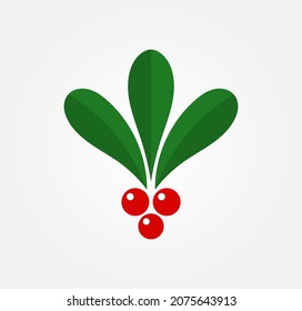 Christmas mistletoe leaves icon. Vector illustration.