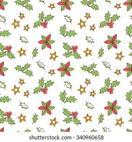 Christmas Mistletoe Seamless pattern background. Vector illustration