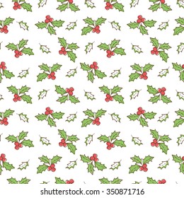 Christmas Mistletoe Seamless pattern background. Vector Illustration