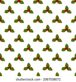 Christmas mistletoe seamless pattern hand drawn vector