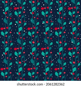 Christmas mistletoe seamless pattern vector illustration design. Flat illustration for print and web.