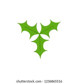 Christmas mistletoe vector illustration icon. Festive, seasonal, holiday xmas mistletoe leaves, isolated.