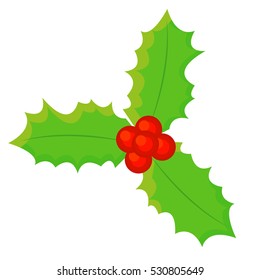 Christmas mistletoe, vector illustration, set xmas.