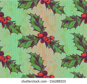 Christmas mistletoe, vector seamless pattern