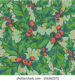 Christmas mistletoe, vector seamless pattern