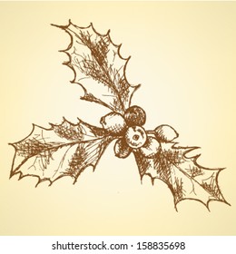 Navidades muérdago, fondo de boceto de Vector 