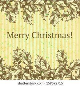 Christmas mistletoe, vector sketch background 