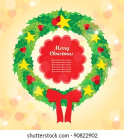 Christmas  mistletoe wreath vector illustration . greeting card design .