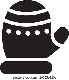 Christmas Mitten Black Icon. Vector Illustration. x-mas Symbol. Logo. Isolated Pictogram