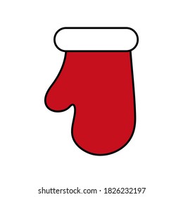 Christmas mitten. Doodle icon. Vector illustration.