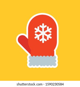 christmas mitten flat design vector 