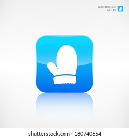 Christmas mitten icon. Application button.