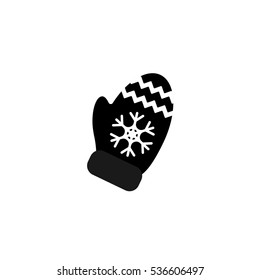 Christmas mitten icon, flat design template, vector