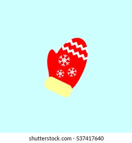 Christmas mitten icon, flat design template, vector