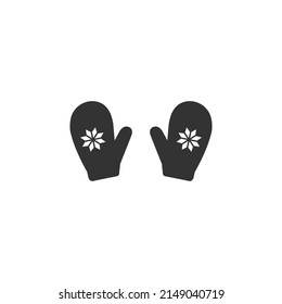 Christmas mittens icon in flat style. Vector sign