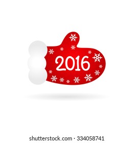 Christmas mittens picture with figures 2016 on a palm