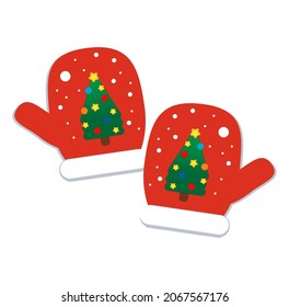 A Christmas mittens in red colour, vector illustration, eps 