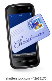 Christmas mobile phone with mail envelope