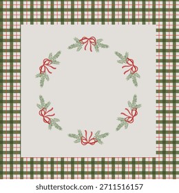 Der Weihnachtsmodus ist nun aktiv, mit nahtlosen Mustern. Vintage Aquarell-Stil Weihnachtstanne Zweige mit Schleifen geschmückt.