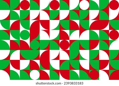 Christmas modern geometric pattern, scandinavian grid. Abstract vector background, print for textile or wrapping paper with xmas red, green and white colors. Geometrical minimal style backdrop