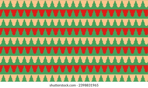 Christmas in modern minimalist geometric style. Colorful illustration in flat vector cartoon style. Christmas tree with geometric pattern.