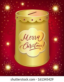 Christmas moneybox tin can template isolated red joy background  Created in Adobe Illustrator  Image contains transparencies  gradient meshes   blends  EPS 10 