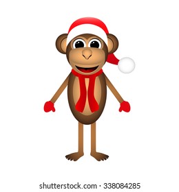 Christmas monkey on a white background