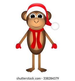 Christmas monkey on a white background