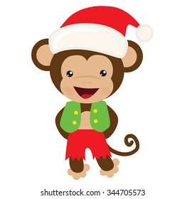 Christmas monkey vector illustration