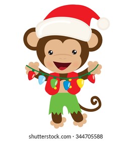 Christmas monkey vector illustration