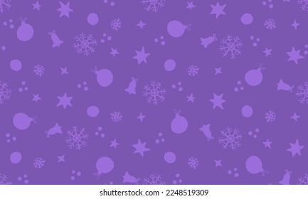 Patrón monocromo de Navidad púrpura sin fisuras con campanas de invierno y copos de nieve. Para envolver y papel de regalo.