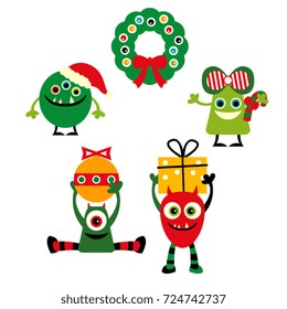 Christmas monsters vector