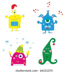 christmas monsters. vector illustration