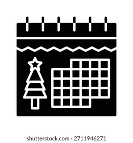 Navidades Mes Calendario Fecha Ilustración vectorial, Icono de estilo sólido
