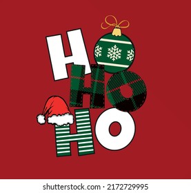 Christmas mood graphic cute vector santa hat ho ho ho slogan art illustration