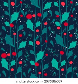 Christmas mood pattern. Mistletoe vector seamless print pattern illustration. Wrapping paper, invitations, wallpaper, fabric