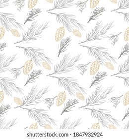 Christmas mood seamless pattern isolated on white background. Perfect for Christmas decoration. Doodle style elements. 