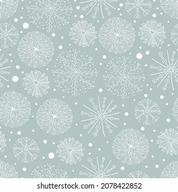 Christmas mood. Vector seamless pattern. Snowflake.