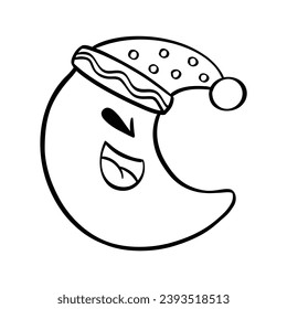 Christmas moon doodle. Vector illustration on a white background