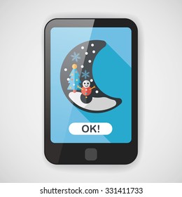 Christmas moon flat icon with lond shadow