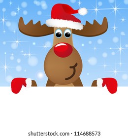 Christmas moose holds card