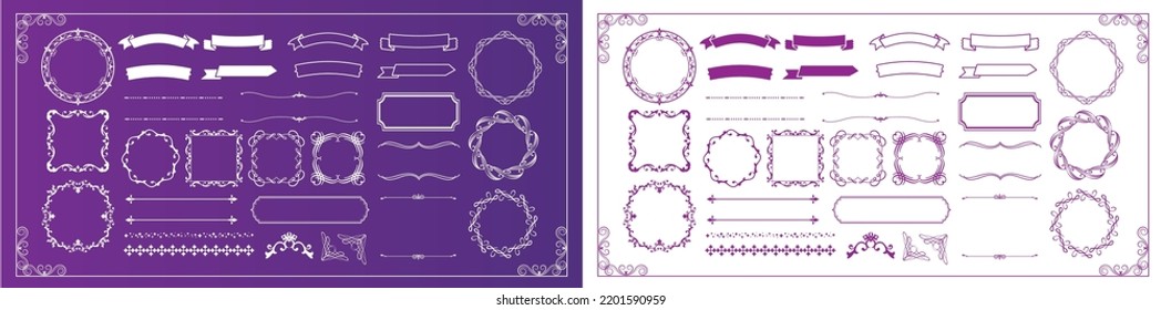 Christmas motif frame design set. Gorgeous and elegant design material