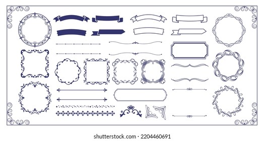 Christmas motif frame design set. Gorgeous and elegant design material