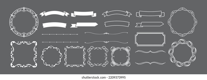 Christmas motif frame design set. Gorgeous and elegant design material