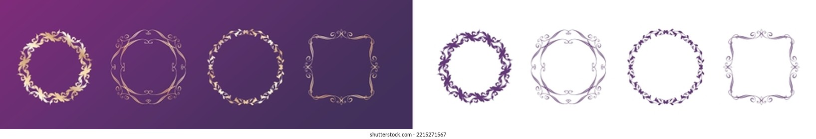 Christmas motif frame design set. Gorgeous and elegant design material